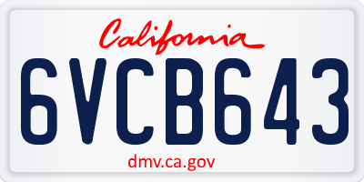 CA license plate 6VCB643