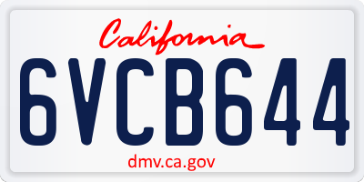 CA license plate 6VCB644