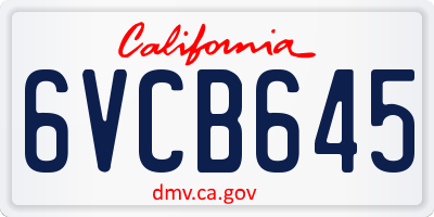 CA license plate 6VCB645
