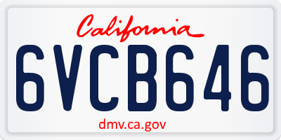 CA license plate 6VCB646