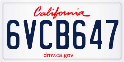 CA license plate 6VCB647