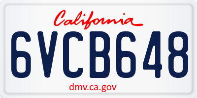 CA license plate 6VCB648