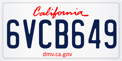 CA license plate 6VCB649