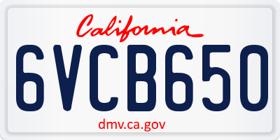 CA license plate 6VCB650