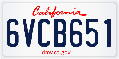 CA license plate 6VCB651