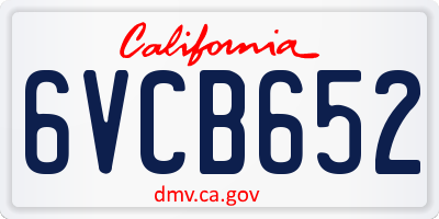 CA license plate 6VCB652