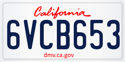 CA license plate 6VCB653