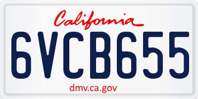 CA license plate 6VCB655