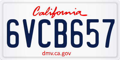CA license plate 6VCB657
