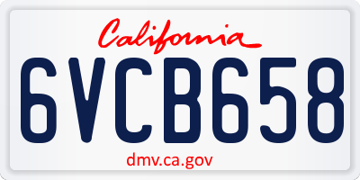 CA license plate 6VCB658