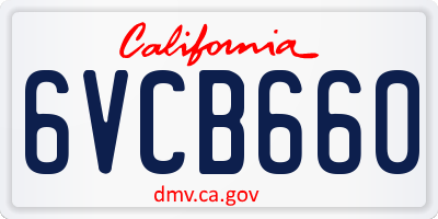CA license plate 6VCB660