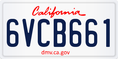 CA license plate 6VCB661