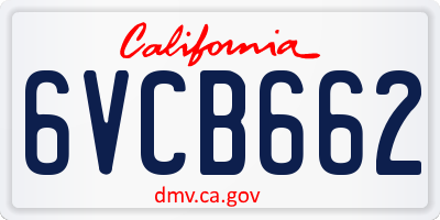 CA license plate 6VCB662