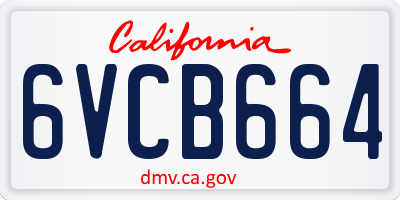 CA license plate 6VCB664
