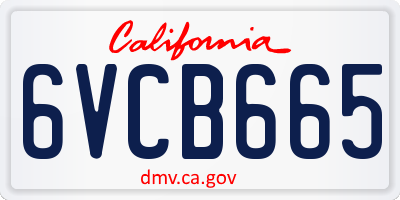 CA license plate 6VCB665