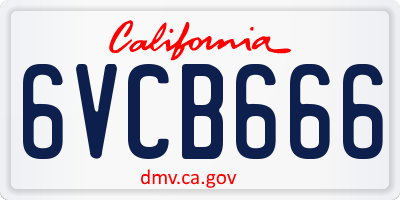 CA license plate 6VCB666