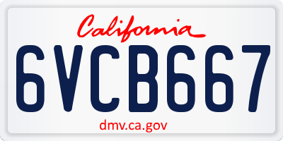 CA license plate 6VCB667