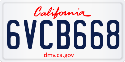 CA license plate 6VCB668