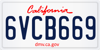 CA license plate 6VCB669