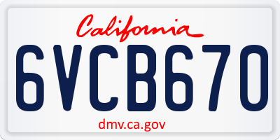 CA license plate 6VCB670