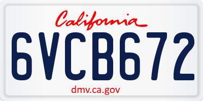 CA license plate 6VCB672