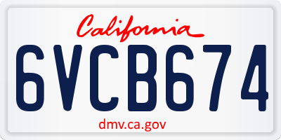 CA license plate 6VCB674