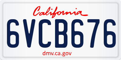 CA license plate 6VCB676
