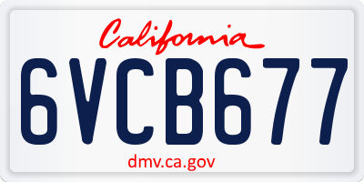CA license plate 6VCB677
