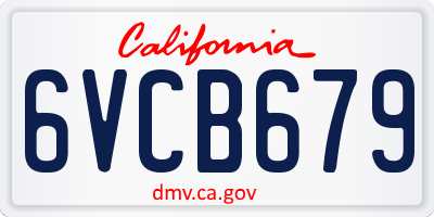 CA license plate 6VCB679