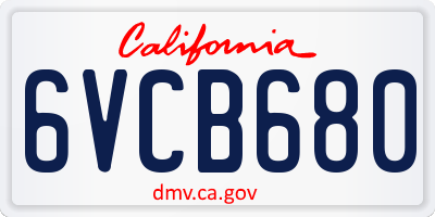 CA license plate 6VCB680