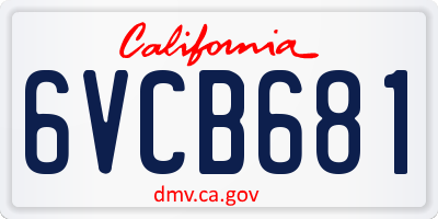 CA license plate 6VCB681