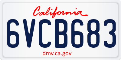 CA license plate 6VCB683
