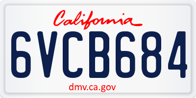 CA license plate 6VCB684