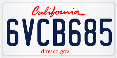 CA license plate 6VCB685