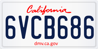 CA license plate 6VCB686