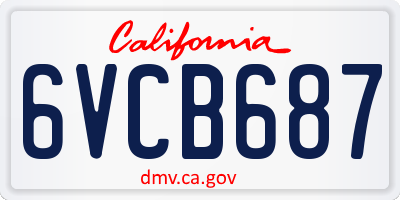 CA license plate 6VCB687