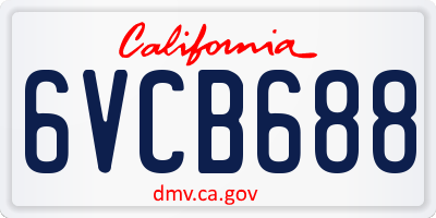 CA license plate 6VCB688
