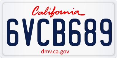 CA license plate 6VCB689