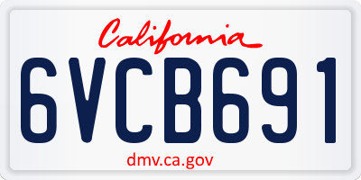 CA license plate 6VCB691
