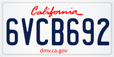 CA license plate 6VCB692