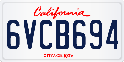 CA license plate 6VCB694
