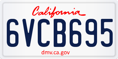 CA license plate 6VCB695
