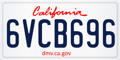 CA license plate 6VCB696