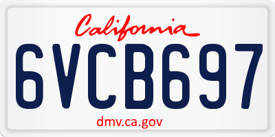 CA license plate 6VCB697