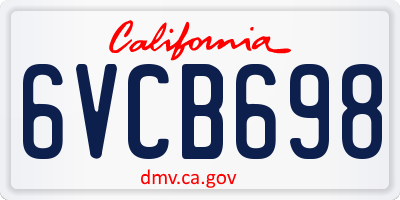 CA license plate 6VCB698