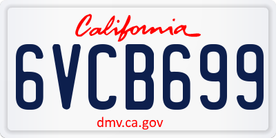 CA license plate 6VCB699