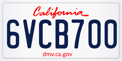CA license plate 6VCB700