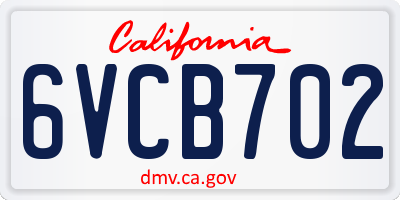 CA license plate 6VCB702