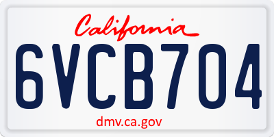 CA license plate 6VCB704