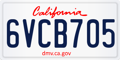 CA license plate 6VCB705